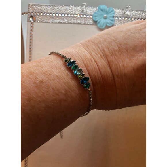 Multicolored rhinestone silver bracelet - Picture 7 of 9